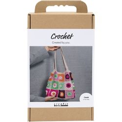 Kreativ Set H&auml;keln, Tasche, Sort. Farben, Creme, 1 Pck